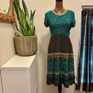 Vintage Dress earthy granola vivid colorful pattern